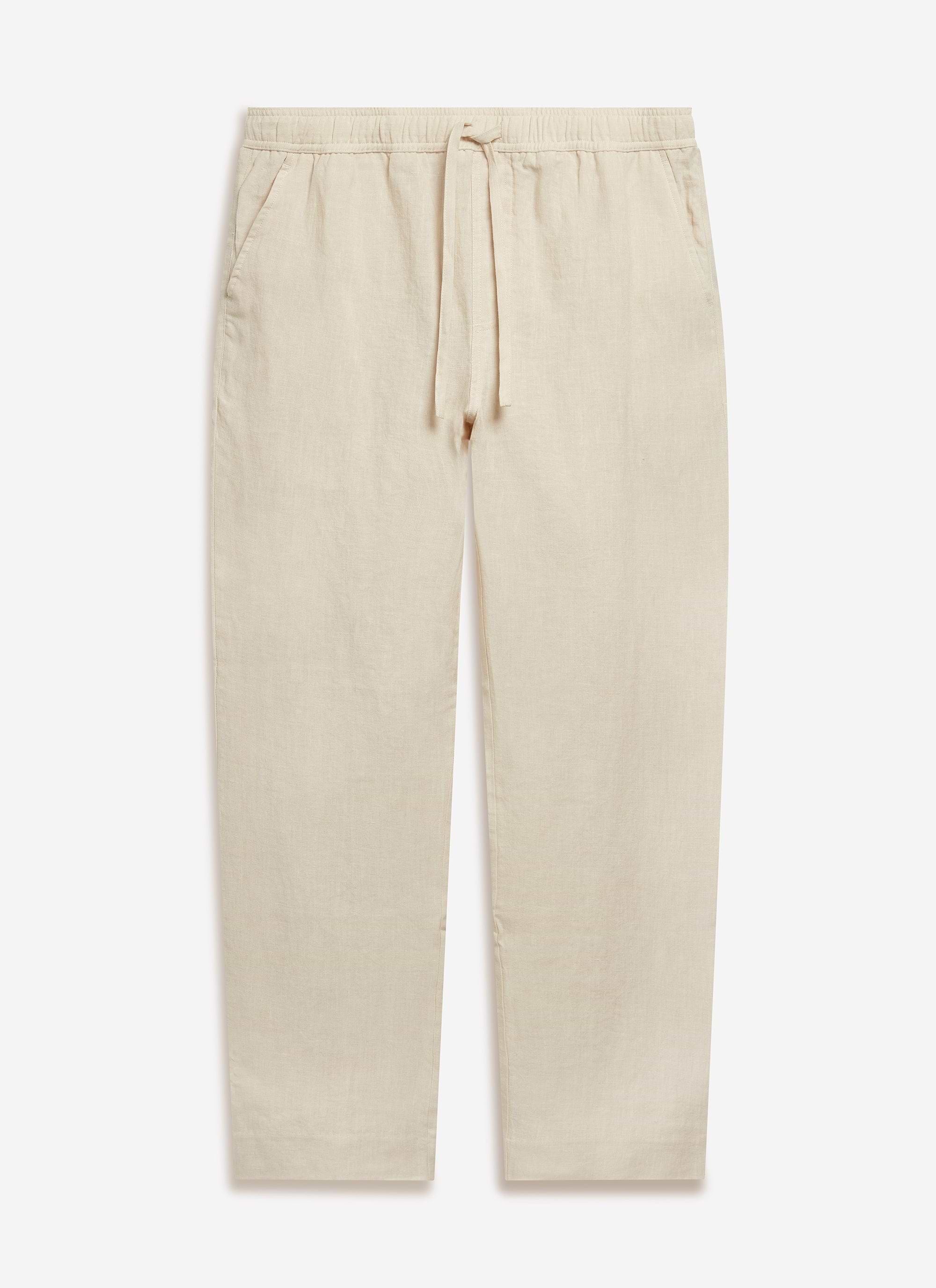 Men's Linen Trousers | Wide Leg | Cream | Percival Menswear
