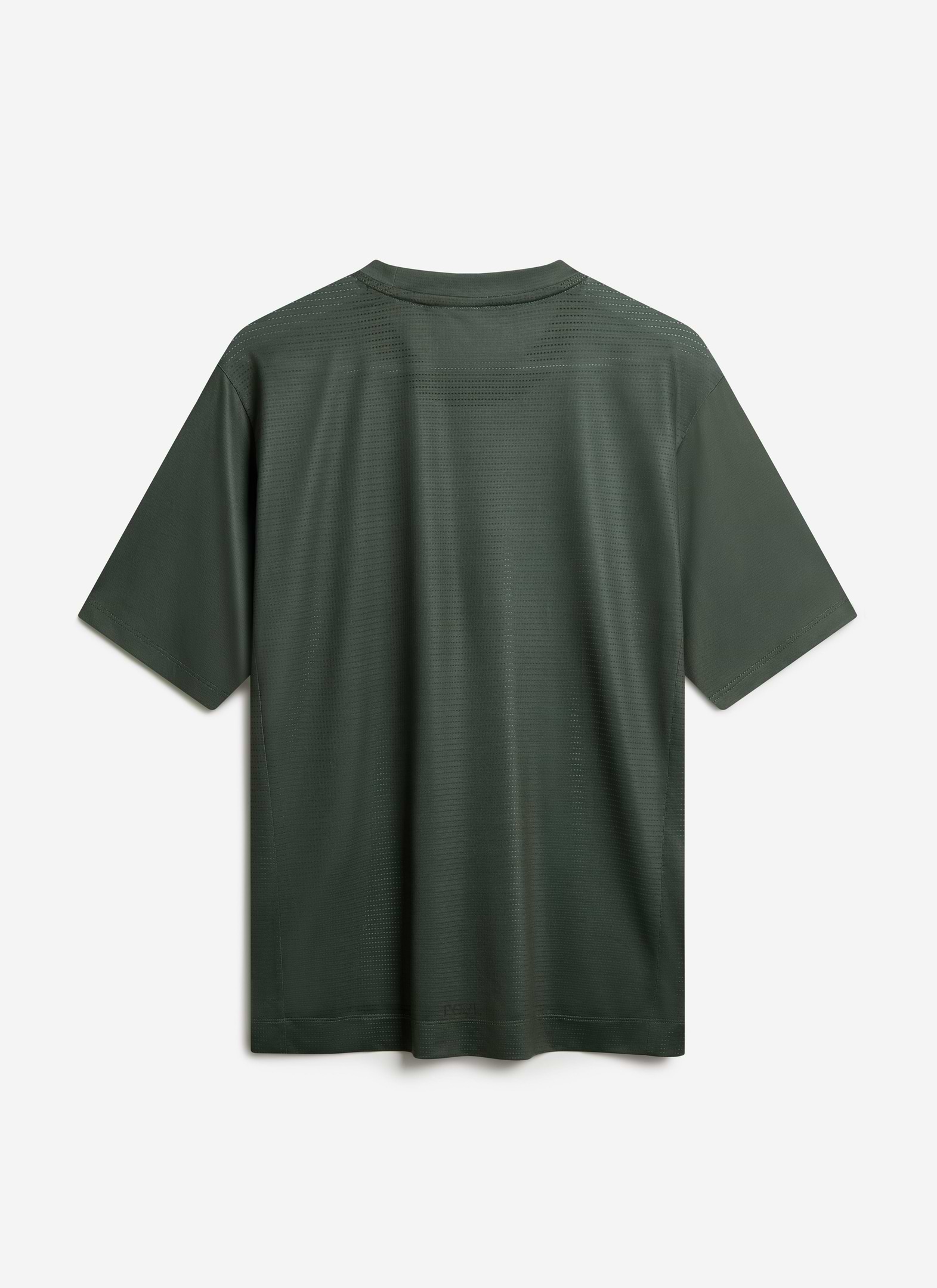 The back of the Percival PCVL Performance Top in forest green, showing the ventilated mesh fabric for extra comfort.