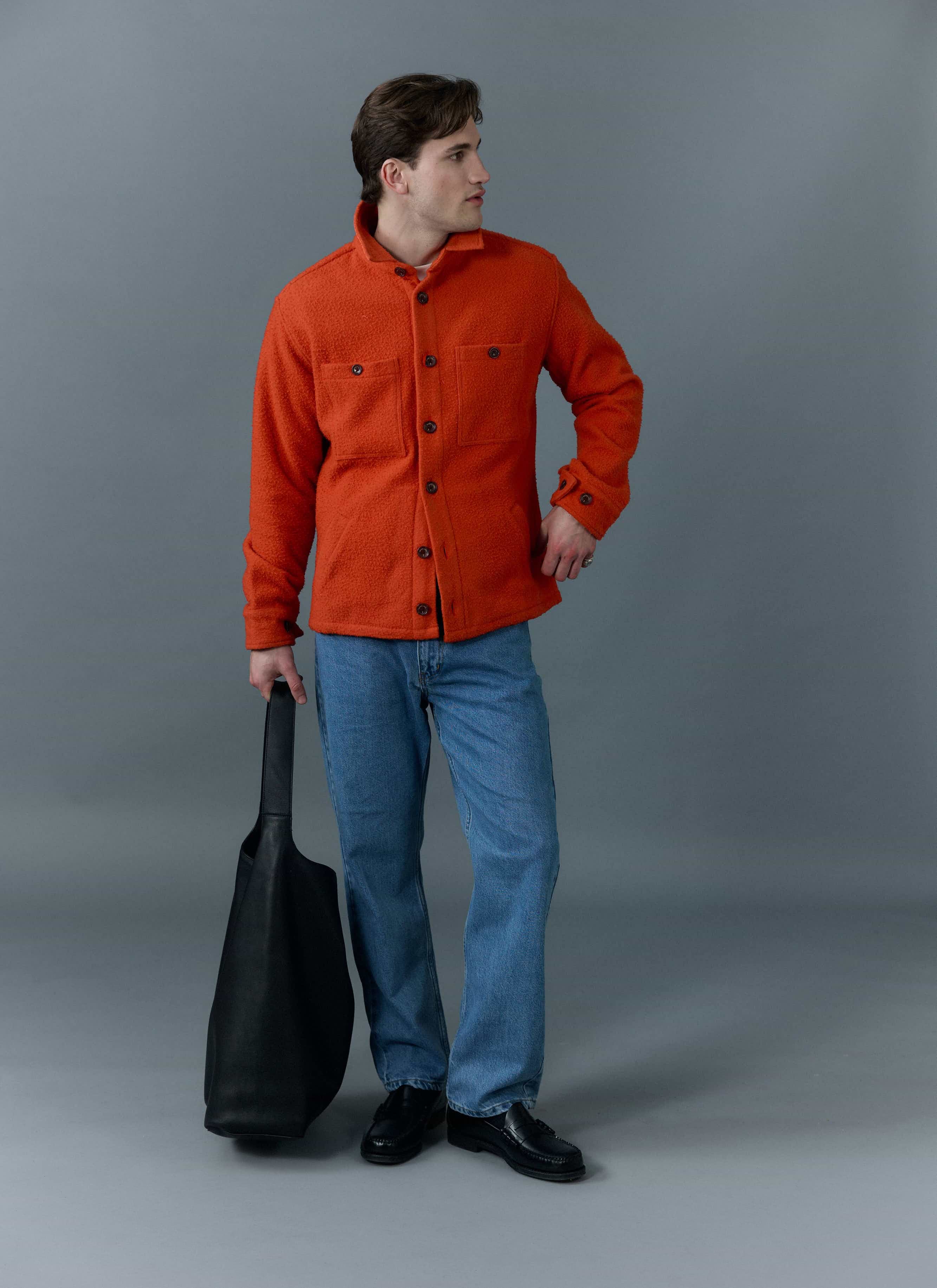 Men's Blanket Overshirt | Casentino Wool | Orange | Percival Menswear