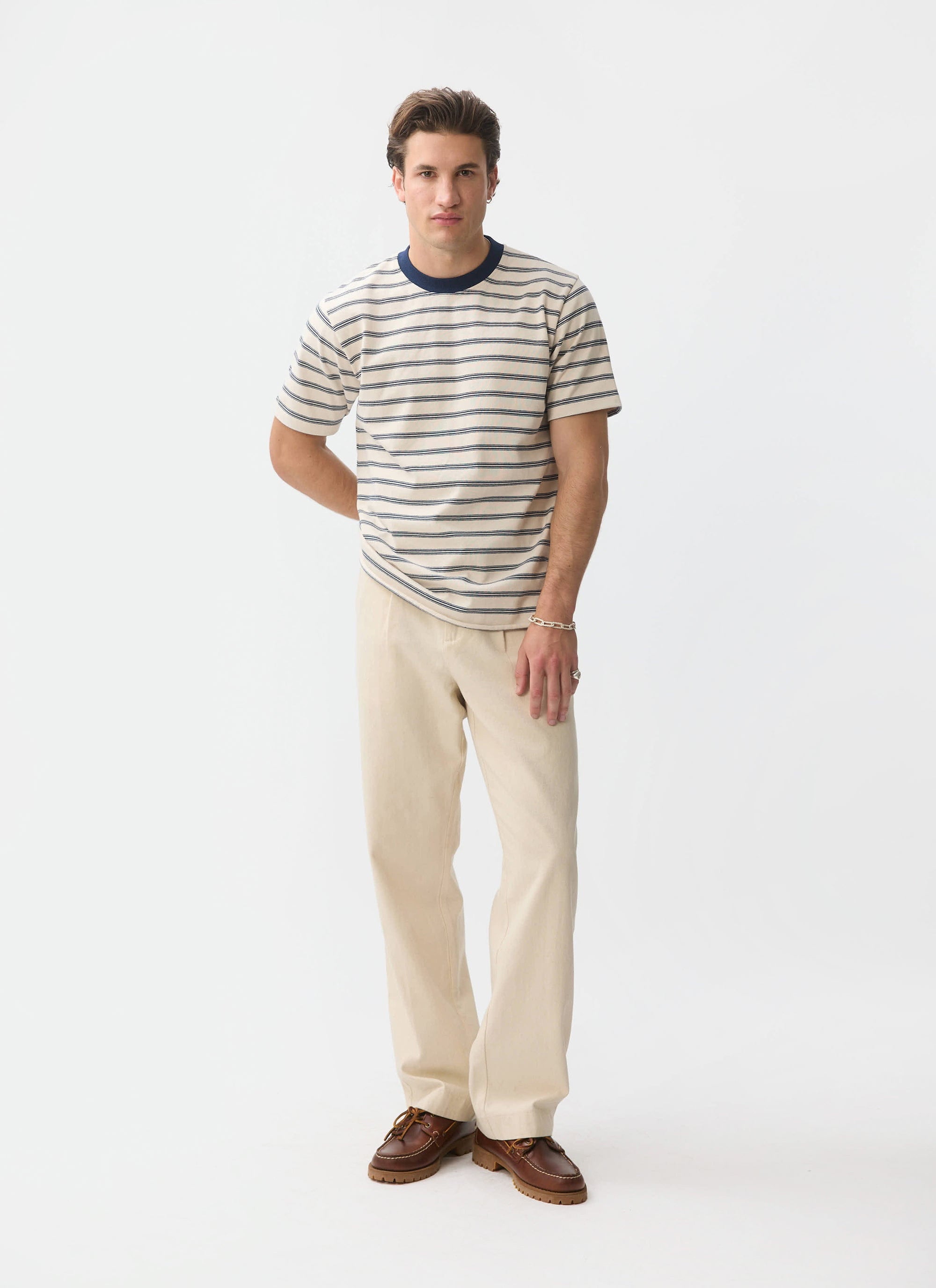 Ecru with Navy