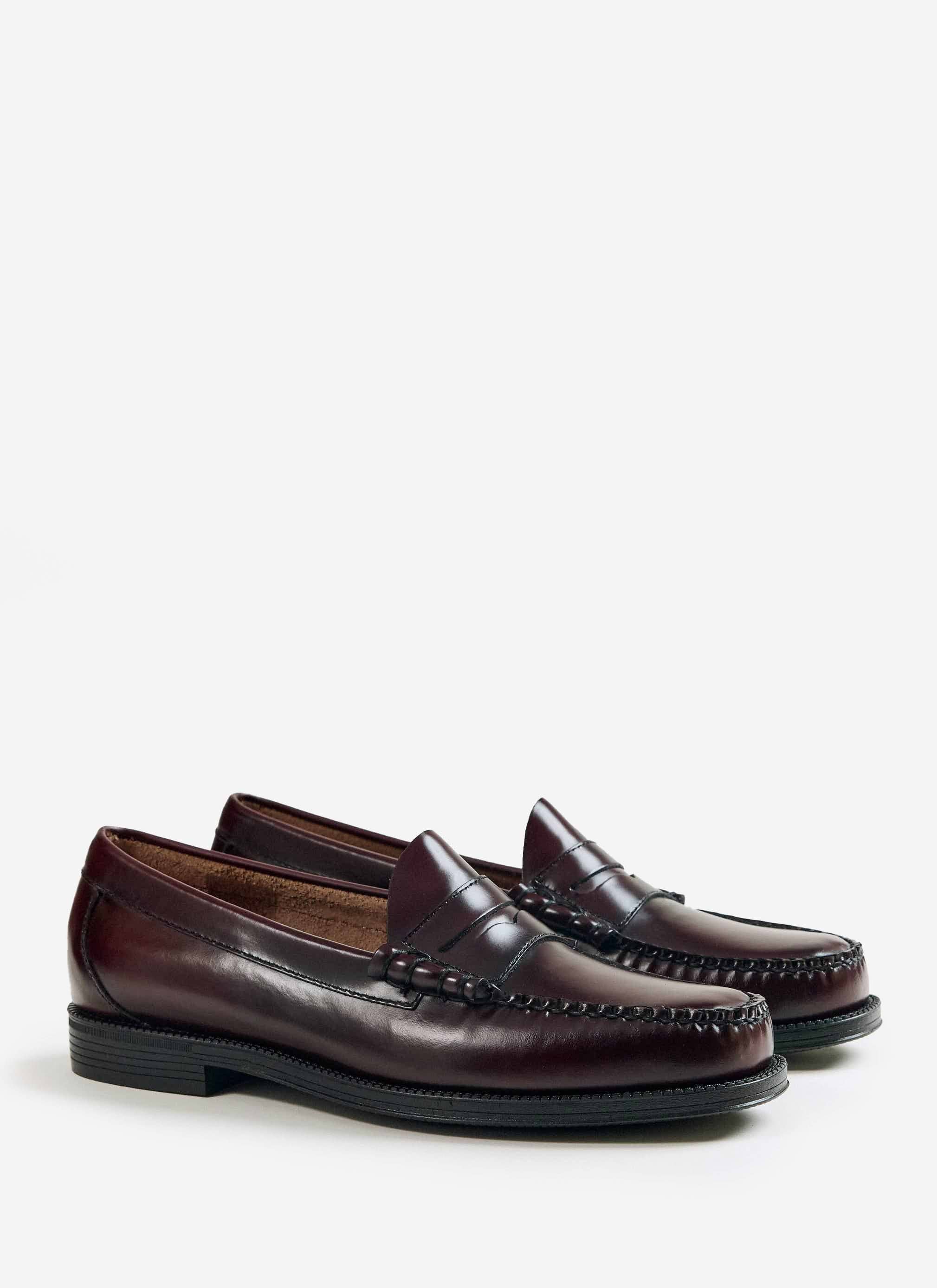A pair of G.H.Bass Weejun II Larson Moc Penny loafers in wine leather, from Percival.