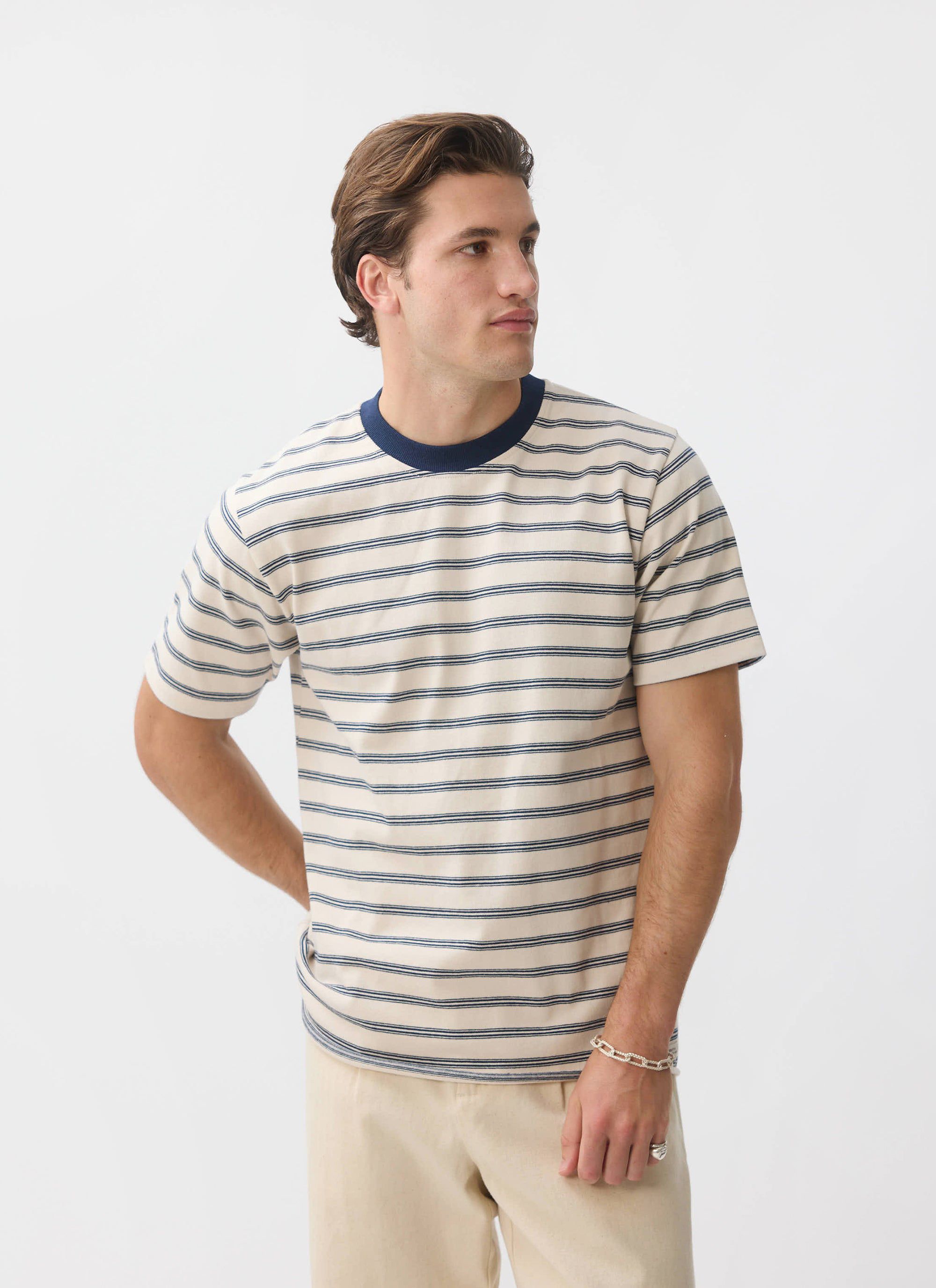 Ecru with Navy