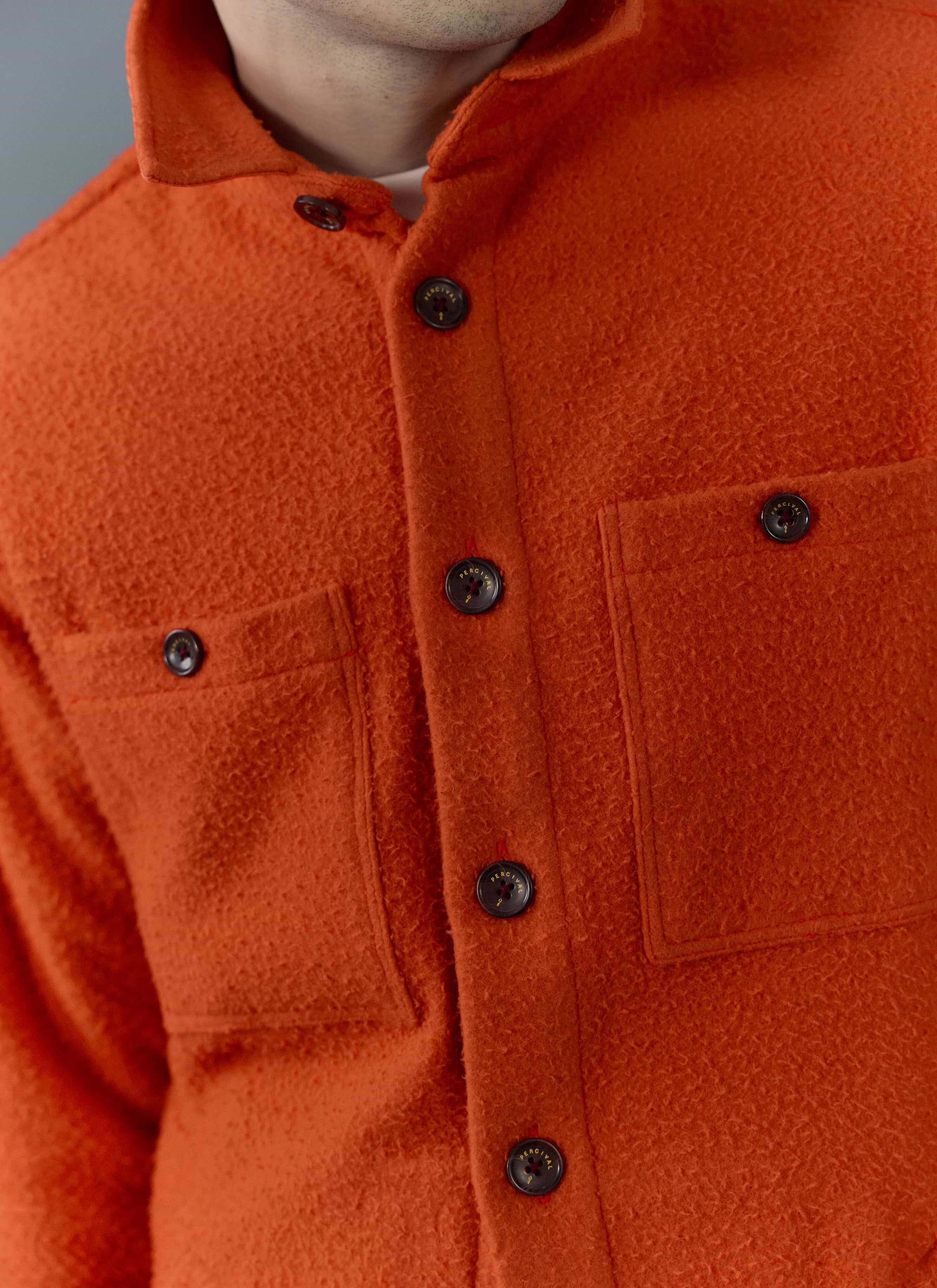 Men's Blanket Overshirt | Casentino Wool | Orange | Percival Menswear