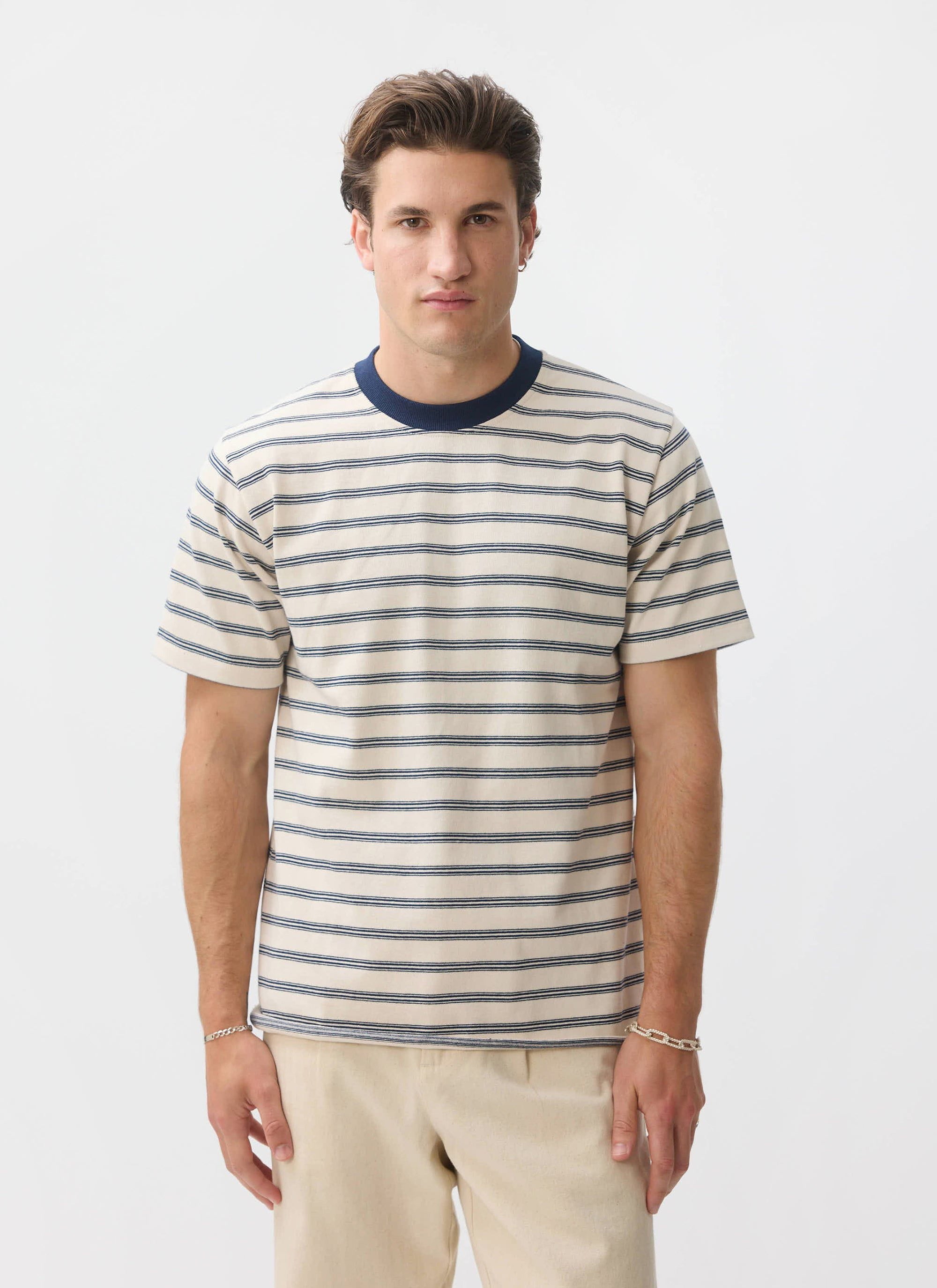 Ecru with Navy