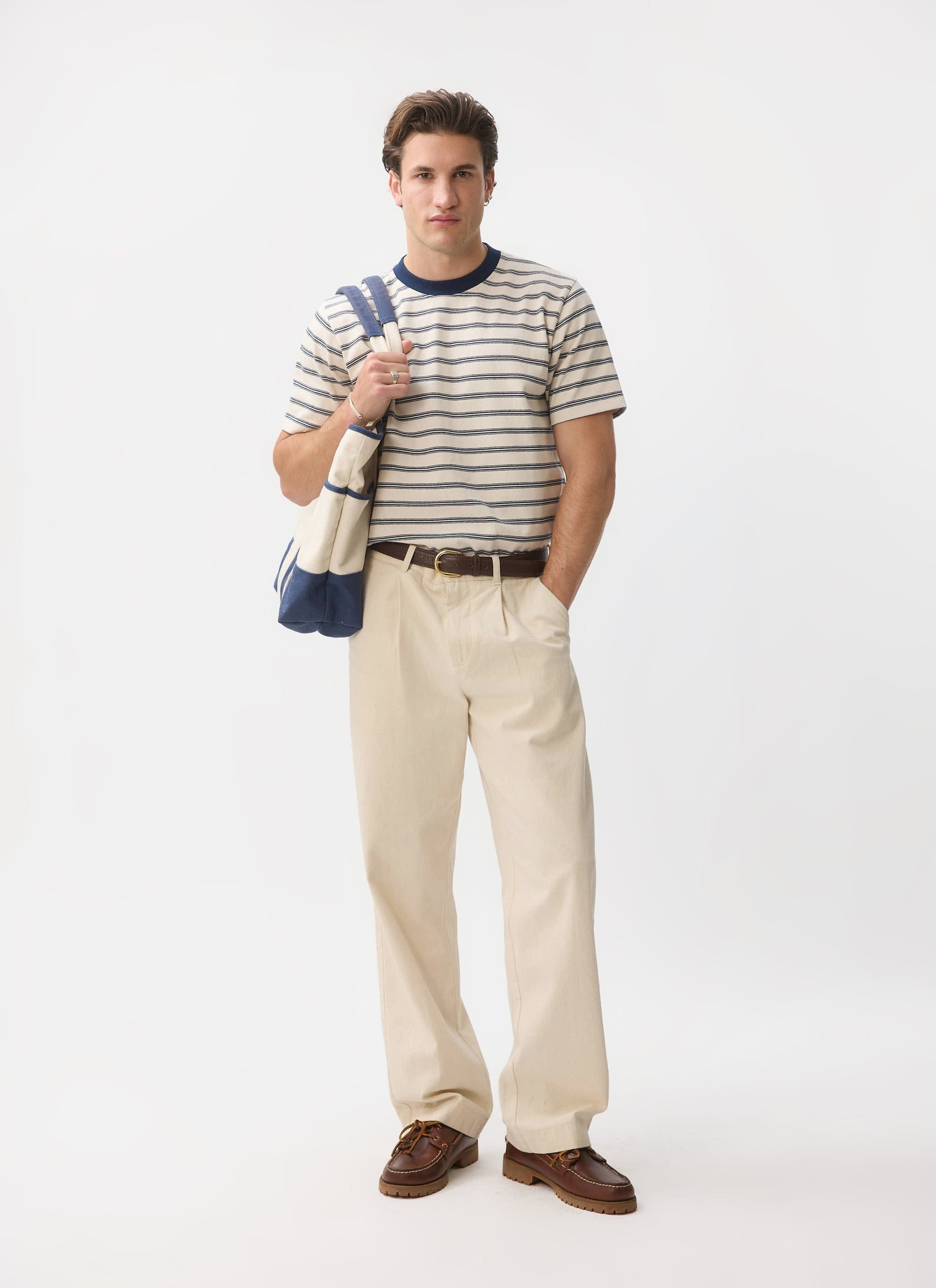 Ecru with Navy