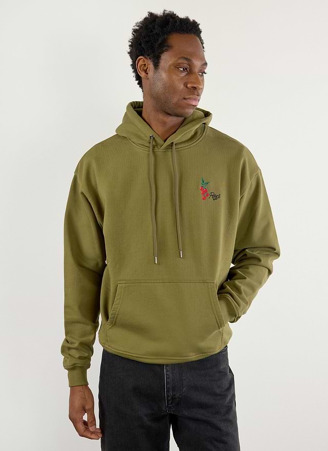 Tomato Hoodie Embroidered Organic Cotton Olive