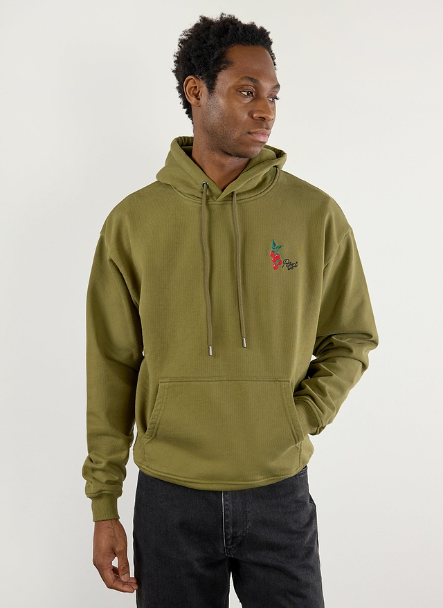 Tomato Hoodie Embroidered Organic Cotton Olive