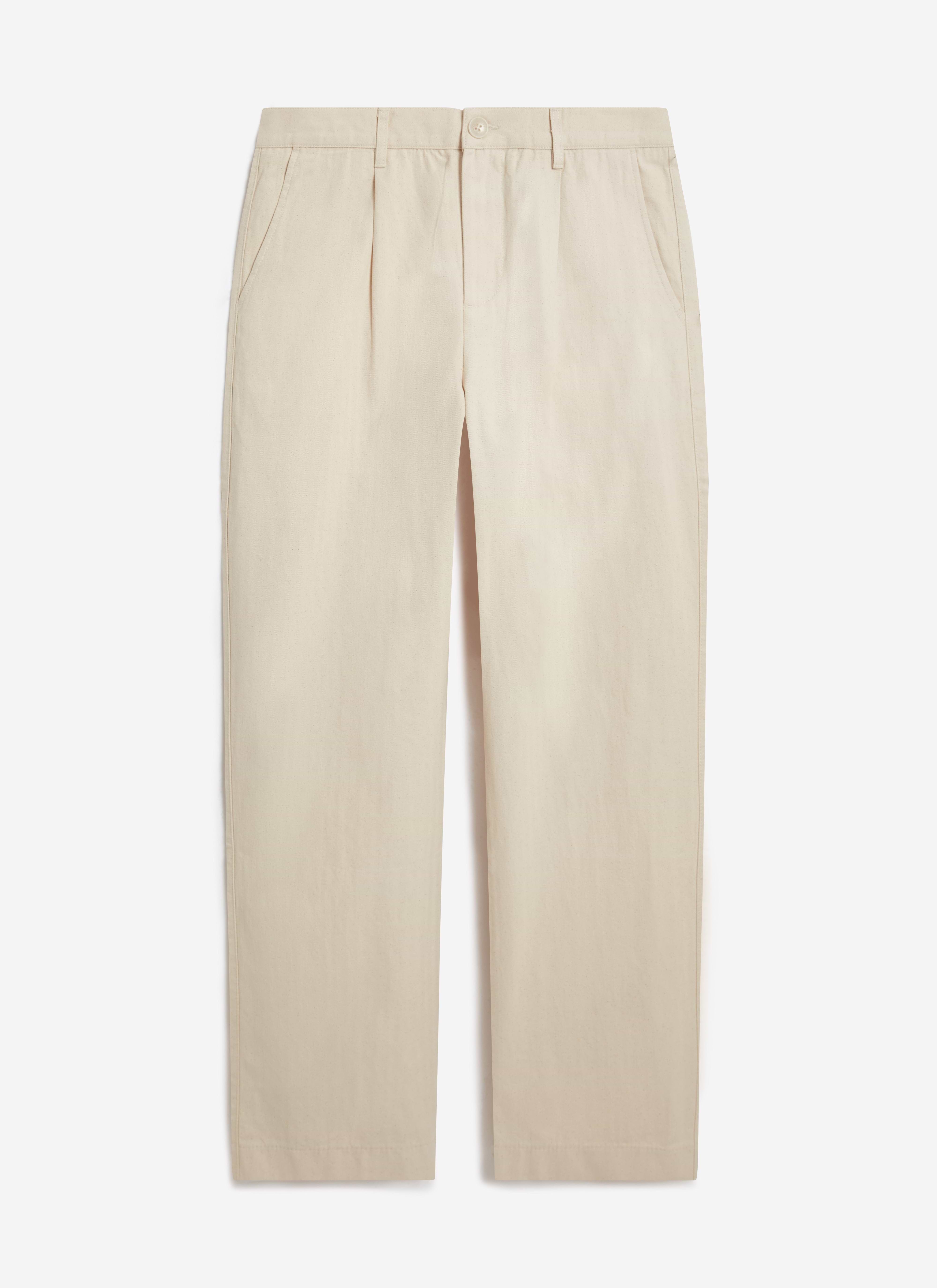 front view of the percival program pleated trousers in ecru cotton