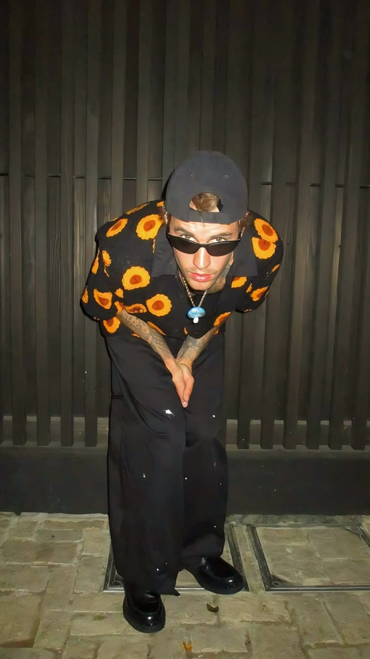 Justin Bieber wearing knitted shirt by Percival Menswear.