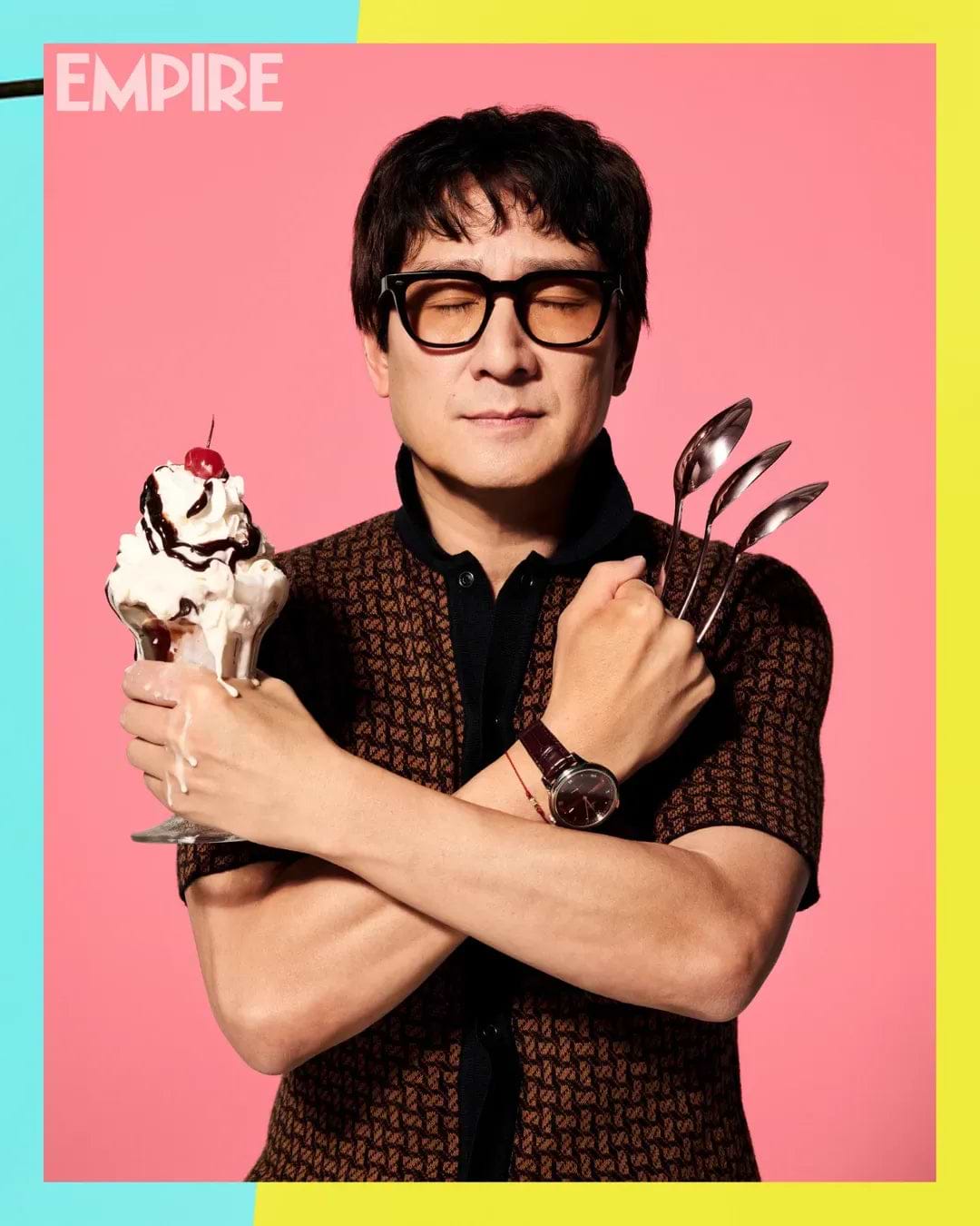 Ke Huy Quan wearing Percival Menswear knitted shirt for Empire magazine