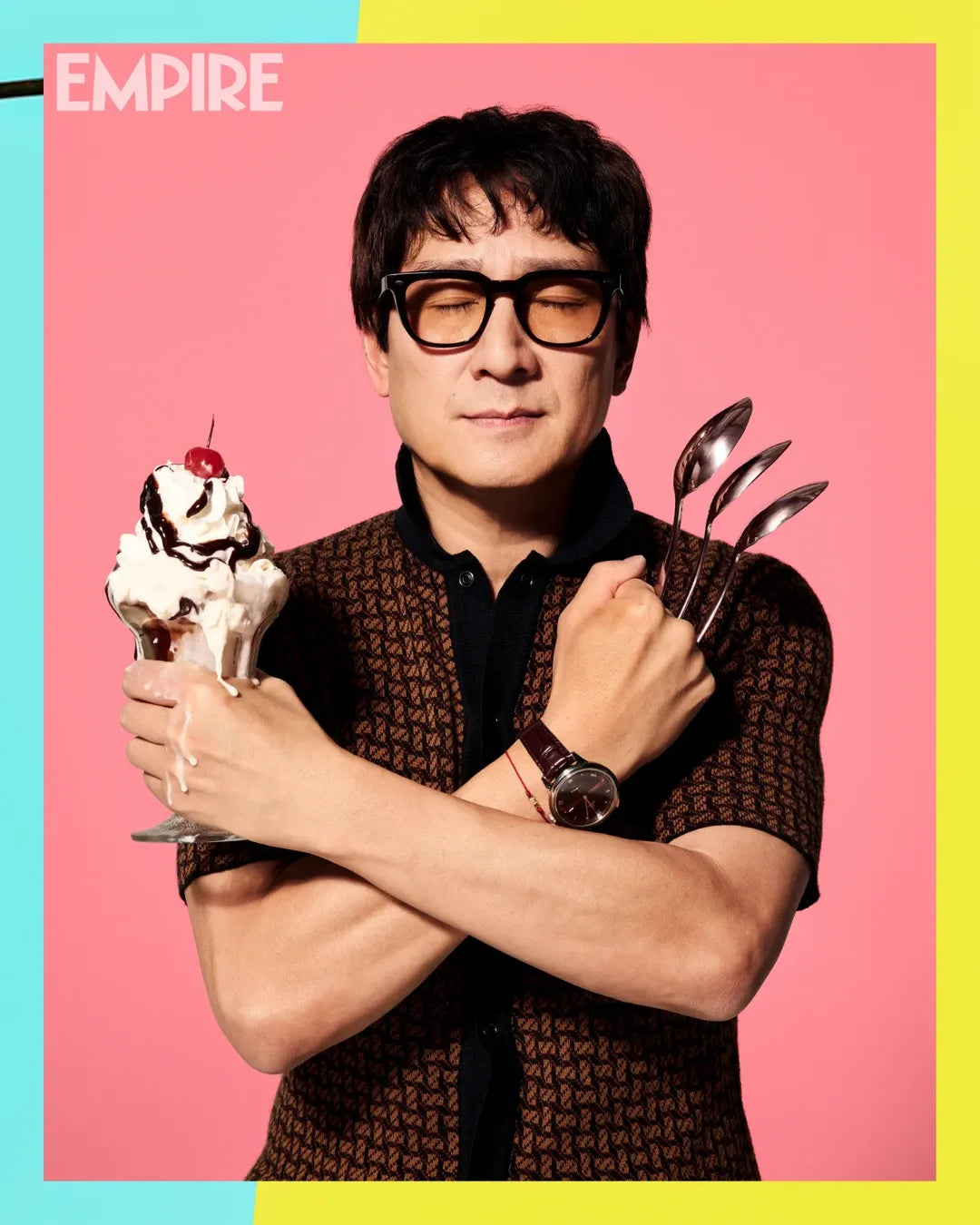 Ke Huy Quan wearing Percival Menswear knitted shirt for Empire magazine