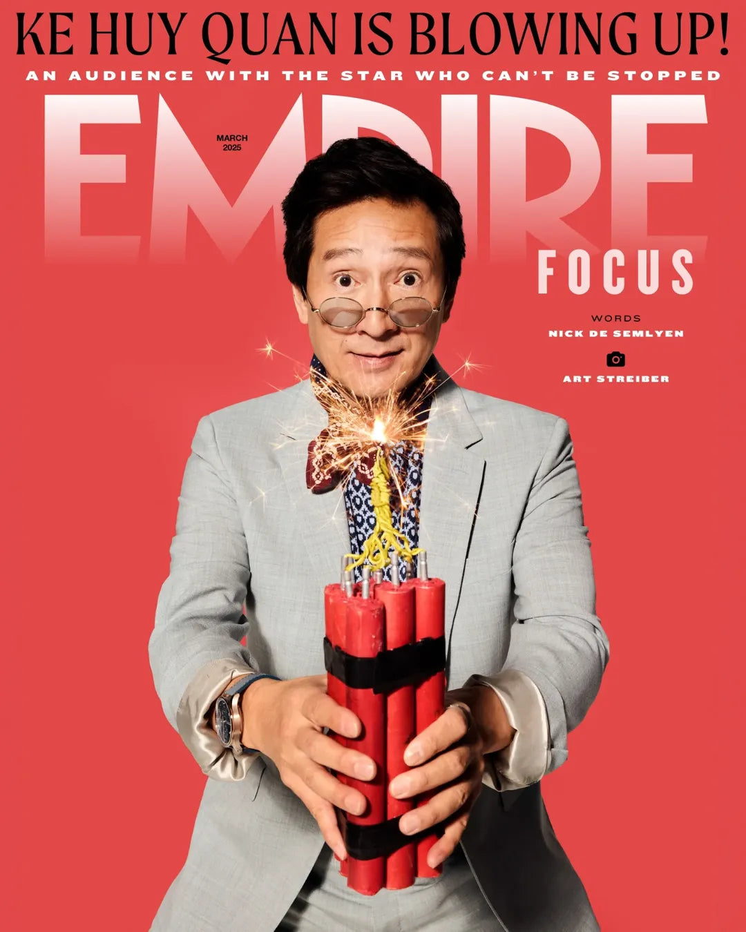 Ke Huy Quan wearing Percival Menswear patterned shirt for Empire magazine
