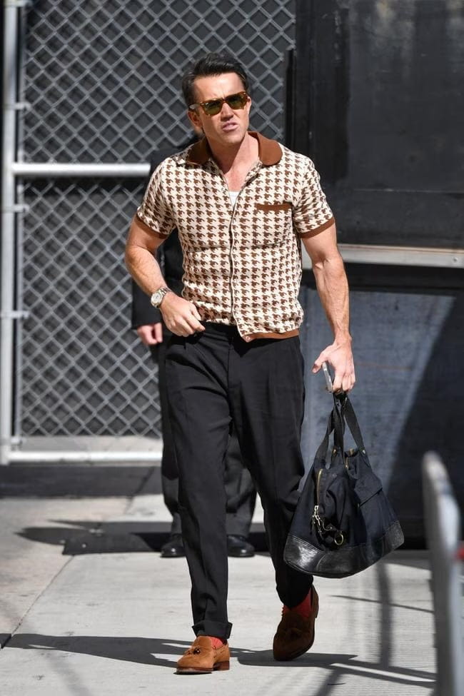 Rob_McElhenney wearing Percival Menswear knitted polo