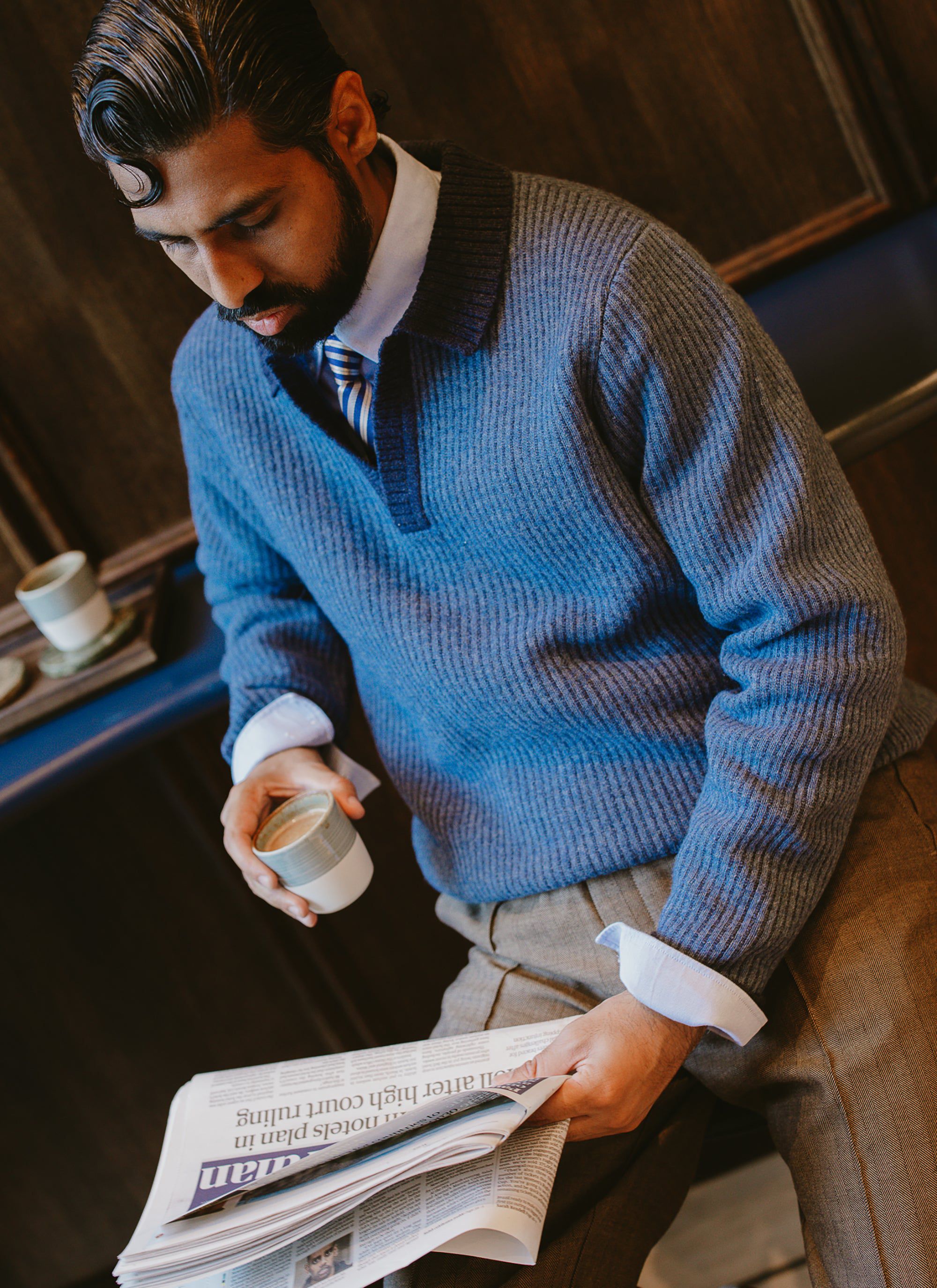 Men's Knitted Scarf | Static | Mohair | Ecru Cream | Percival Menswear