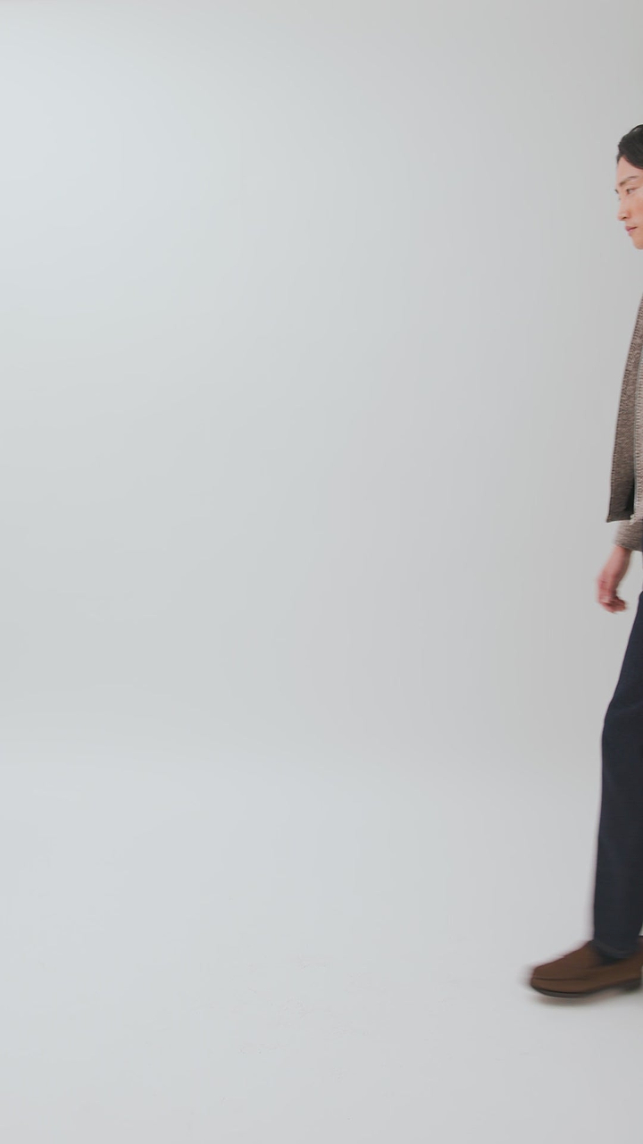 Herringbone Zip Jacket | Wool | Ecru