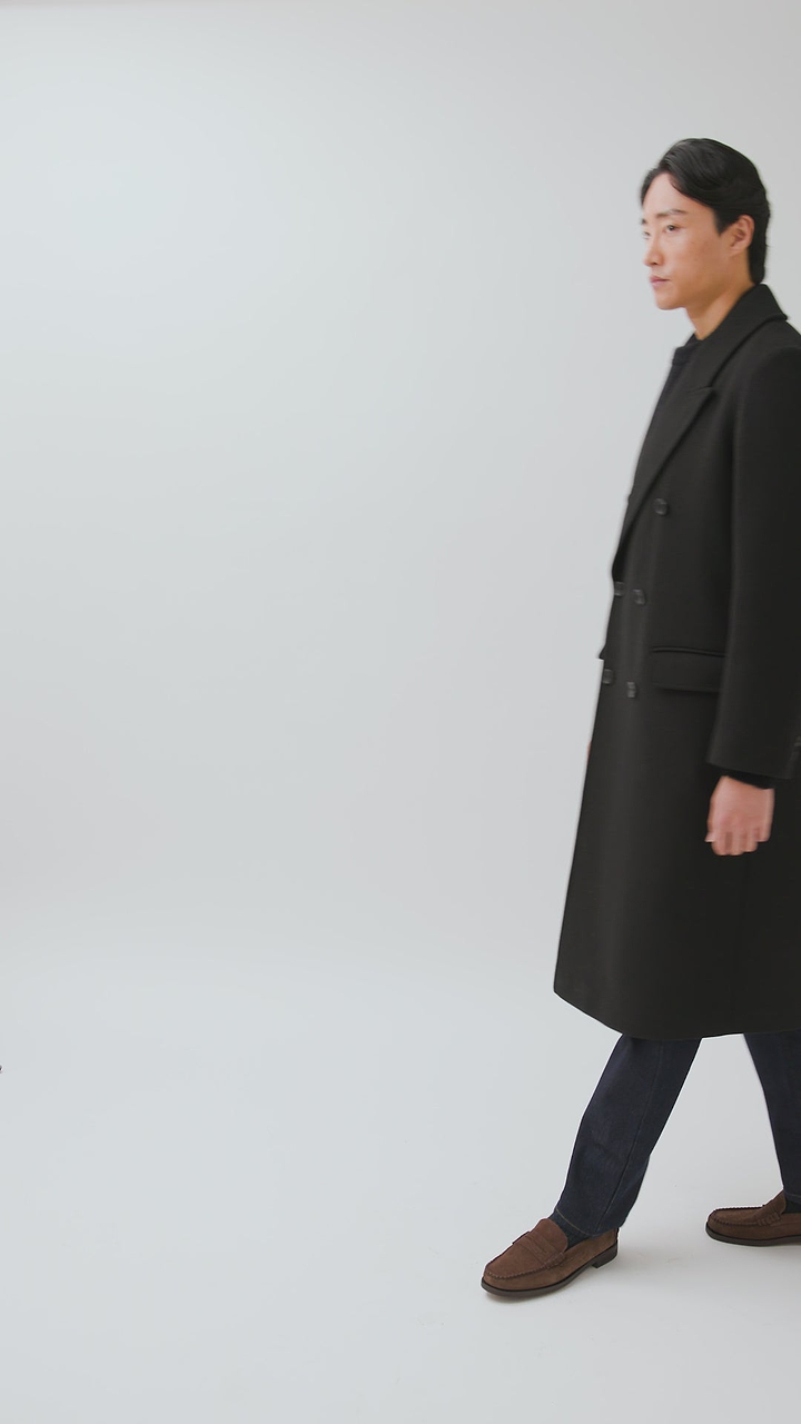 Double Breasted Overcoat | Wool | Black