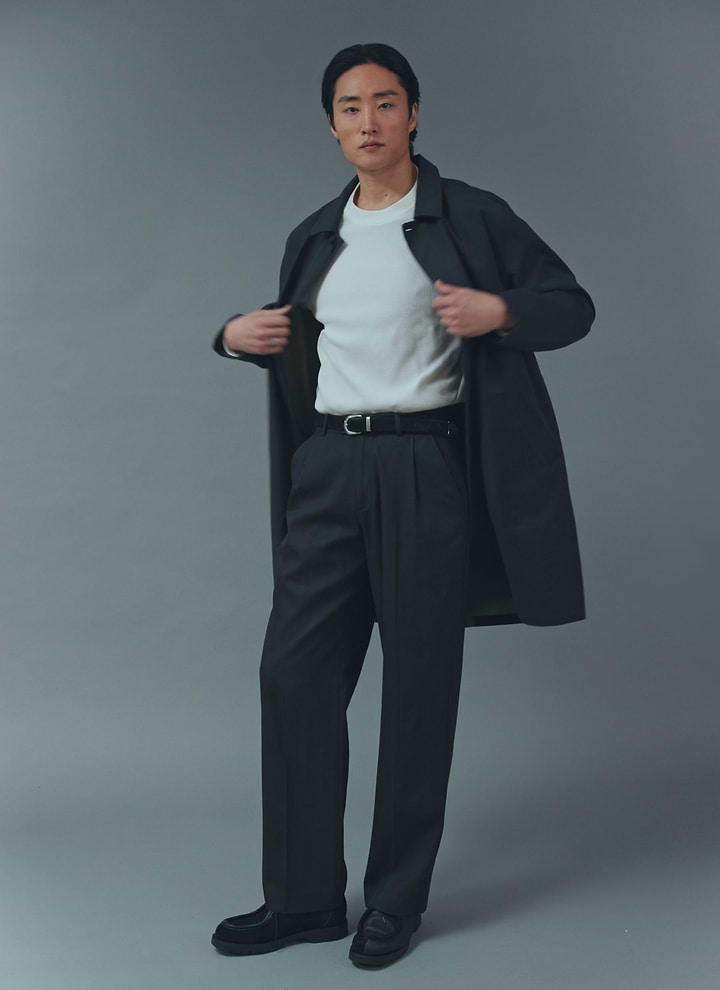 Men's Navy Greyson Long Trench Coat | Waterproof | Midnight with Olive