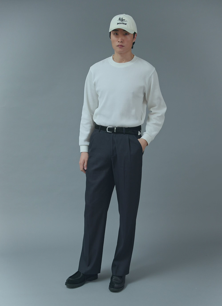 Waffle Long Sleeve T Shirt | Cotton | White