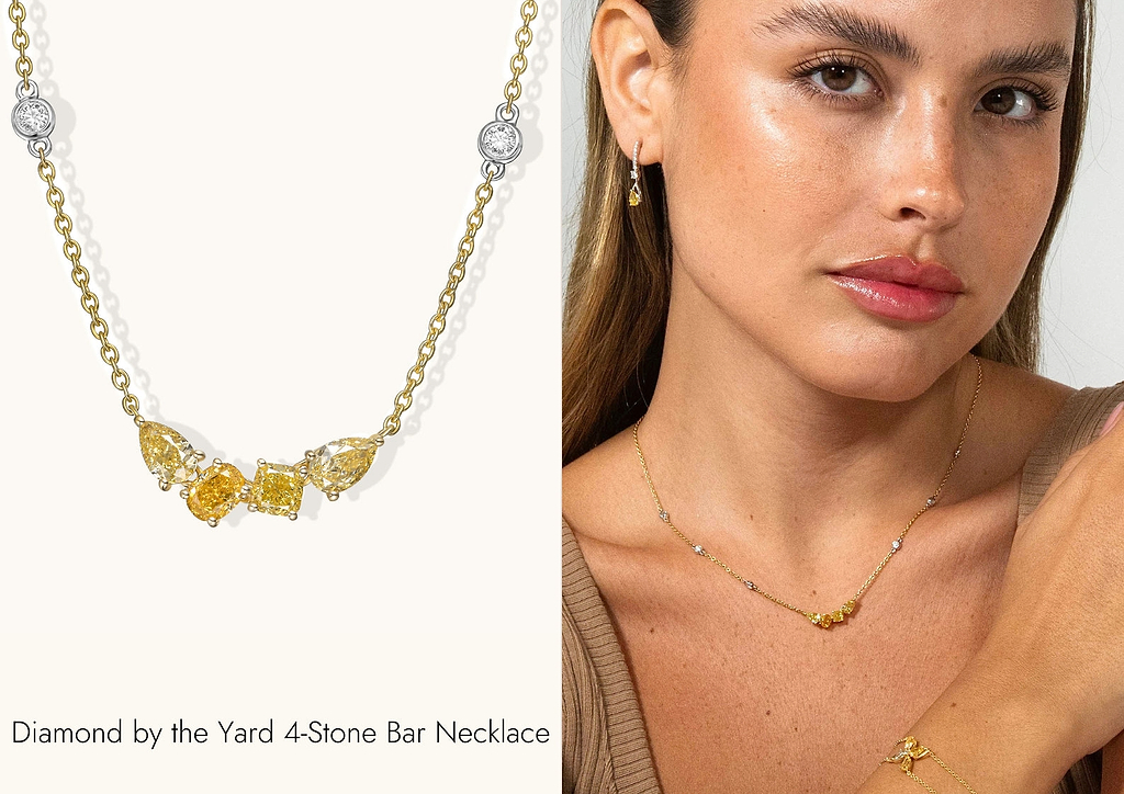 diamond by the yard 4 stone bar necklace
