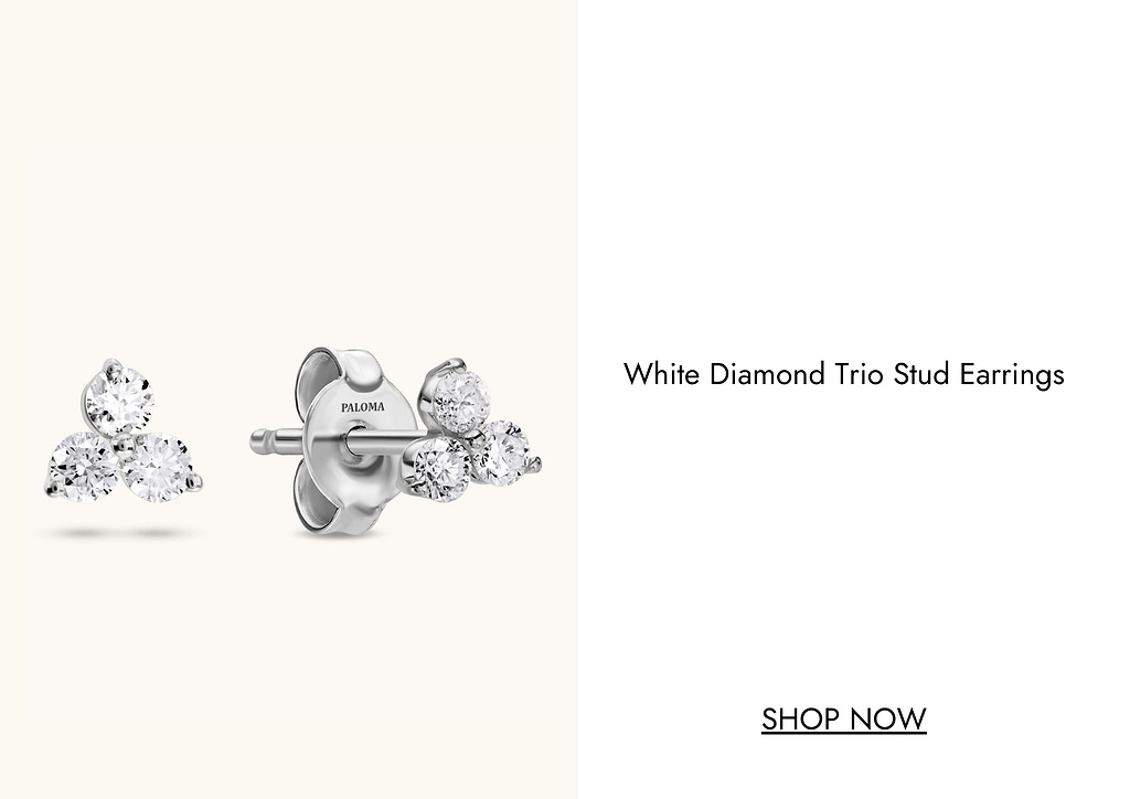 White diamond trio earrings