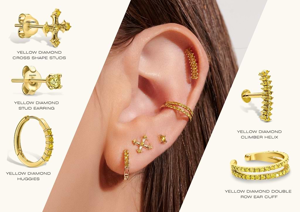 ear stacking piercings charms diamond earrings