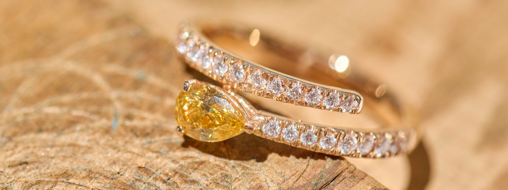 orange diamond wrap ring