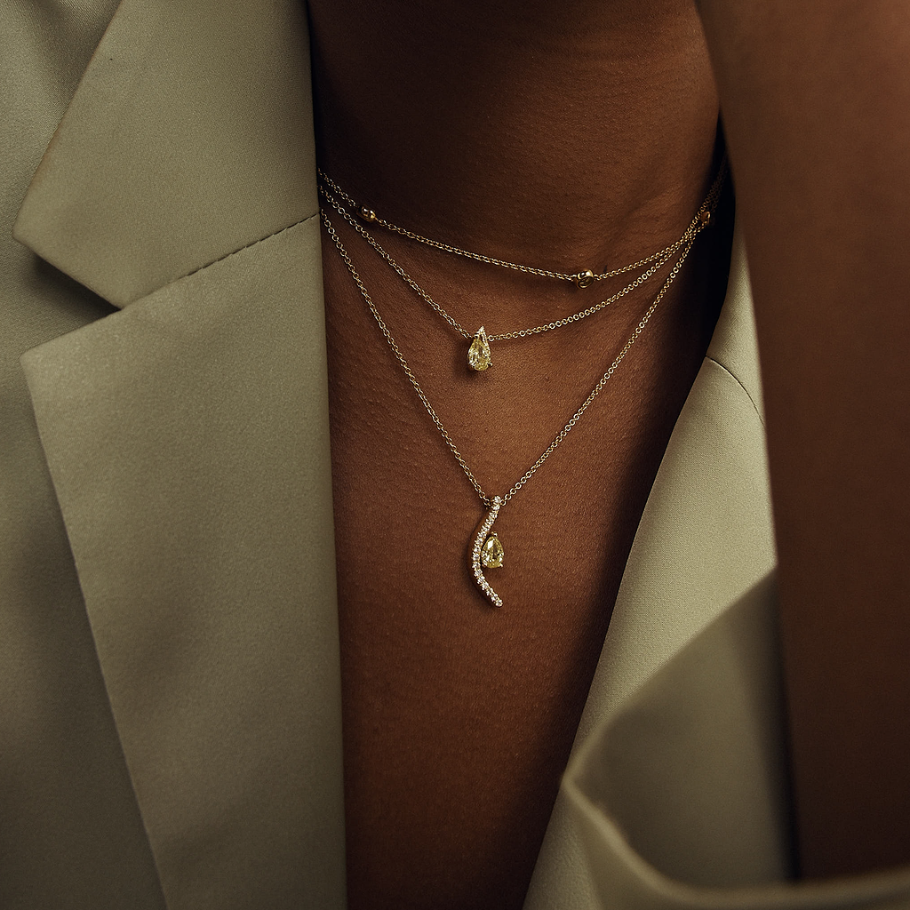 Crescent Pave Pendant Necklace