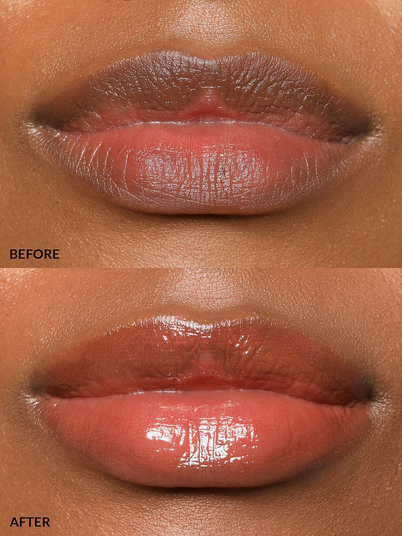 LIPS BEFORE AND AFTER REFY LIP GLOSS IN DUSK