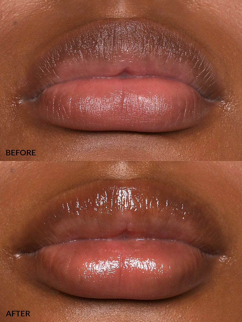 LIPS BEFORE AND AFTER REFY LIP GLOSS IN SEPIA 