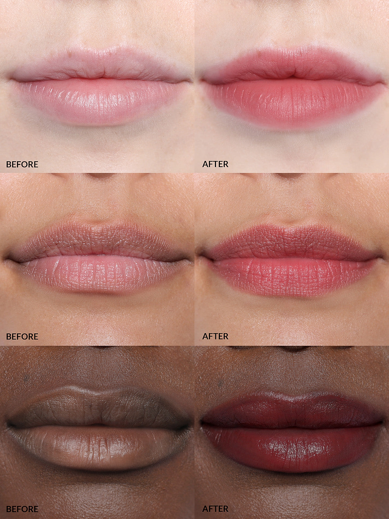 REFY LIP BLUSH IN SHADE WINE ON DIFFERENT SKIN TONES