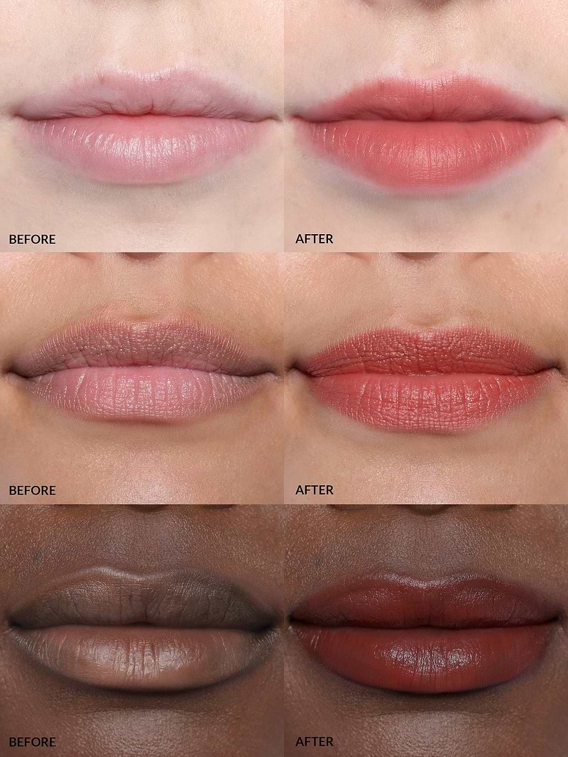 REFY LIP BLUSH IN SHADE CINNAMON ON DIFFERENT SKIN TONES