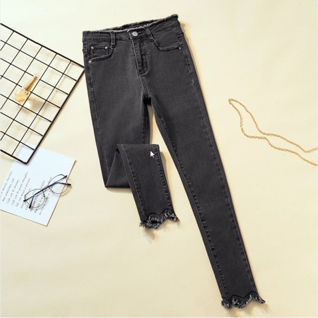 High Waist Skinny Pencil Denim