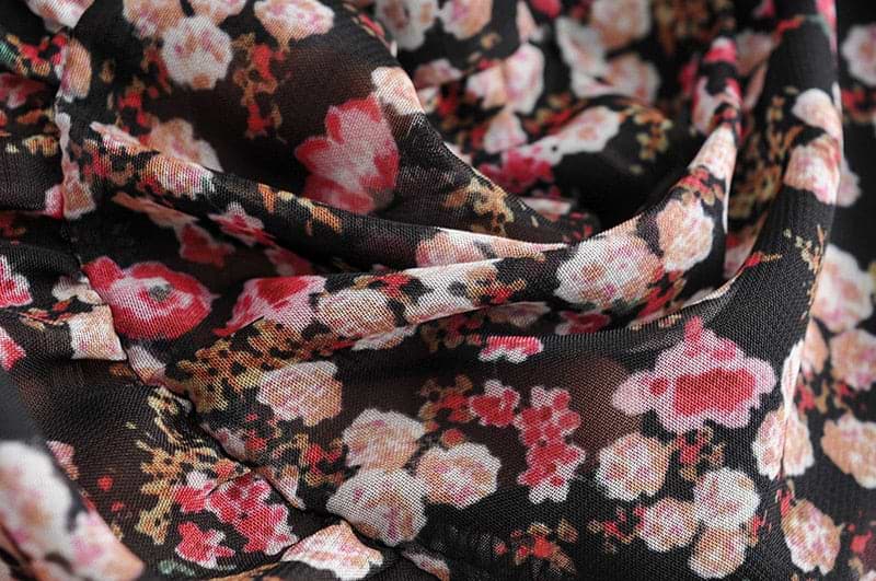 Floral Print Pleated Dress with Long Sleeve