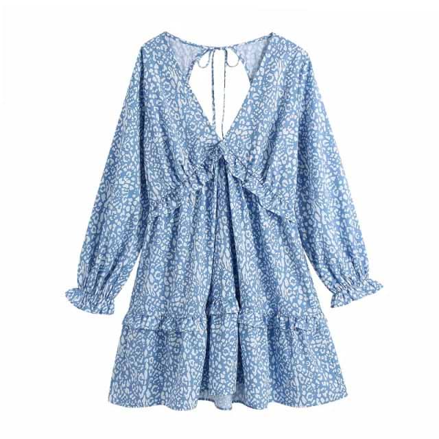 V Neck Ruffles Beach Dress