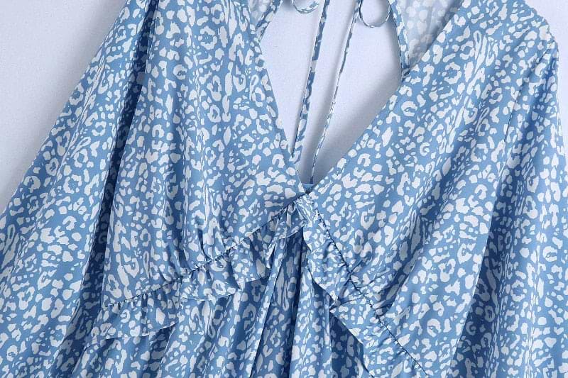 V Neck Ruffles Beach Dress