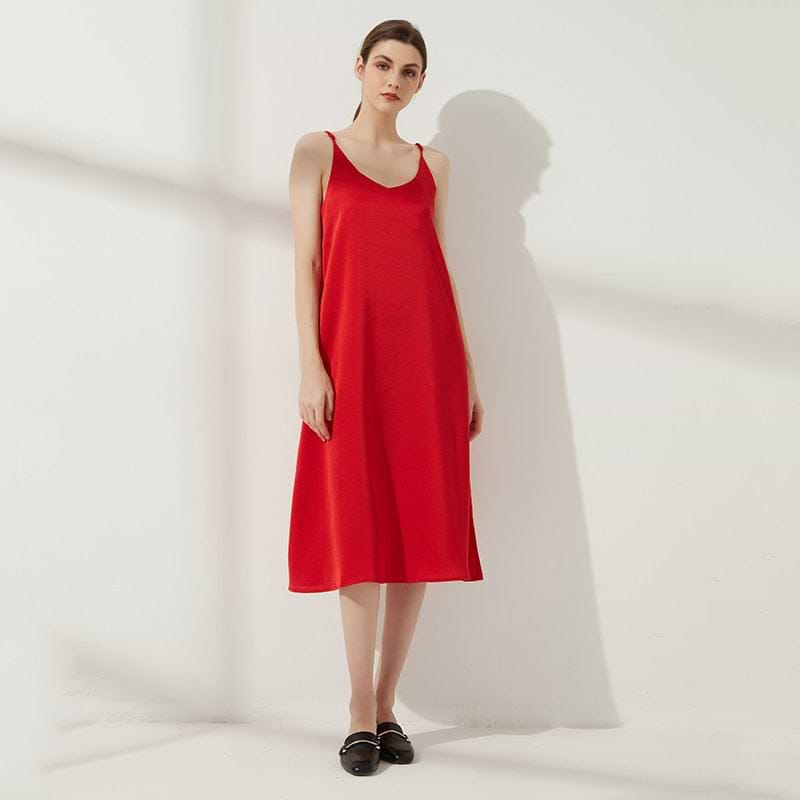 &quot;KIKA&quot; Satin Dresses V-Neck