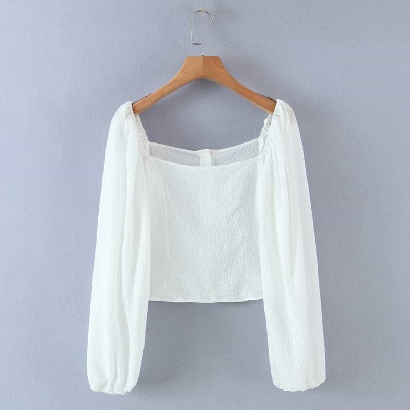 &quot;YOU&quot; Square Collar Blouse