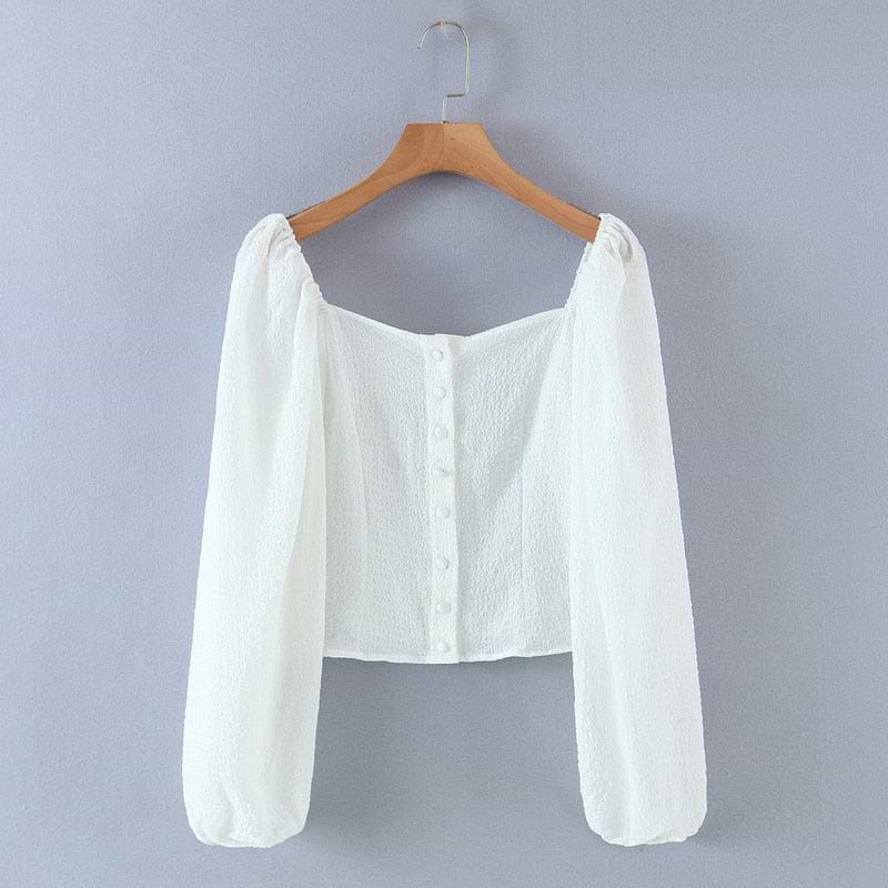 &quot;YOU&quot; Square Collar Blouse