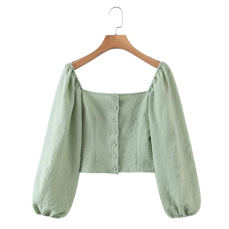 &quot;YOU&quot; Square Collar Blouse
