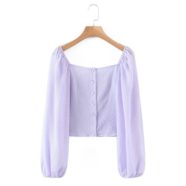 "YOU" Square Collar Blouse