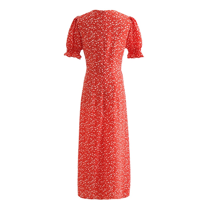 Split Midi Dresses with Floral Print