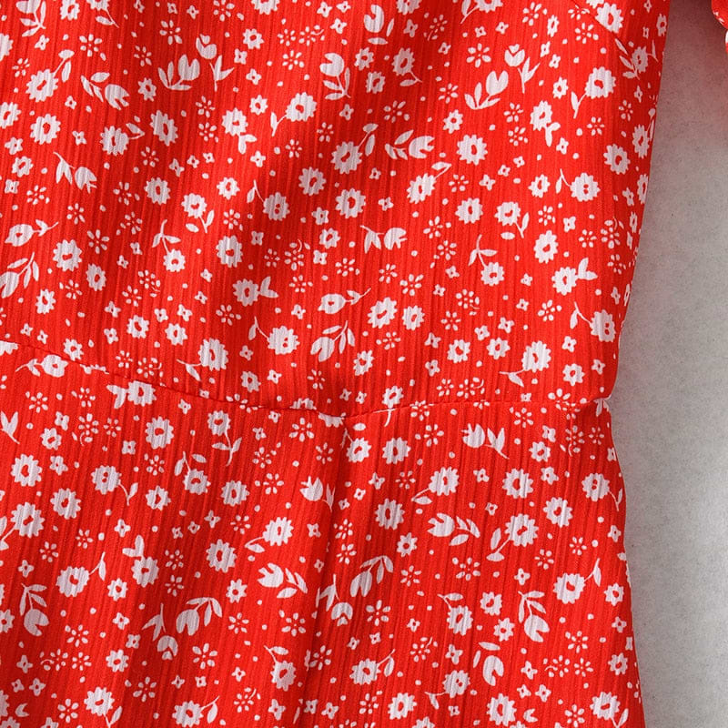 Split Midi Dresses with Floral Print