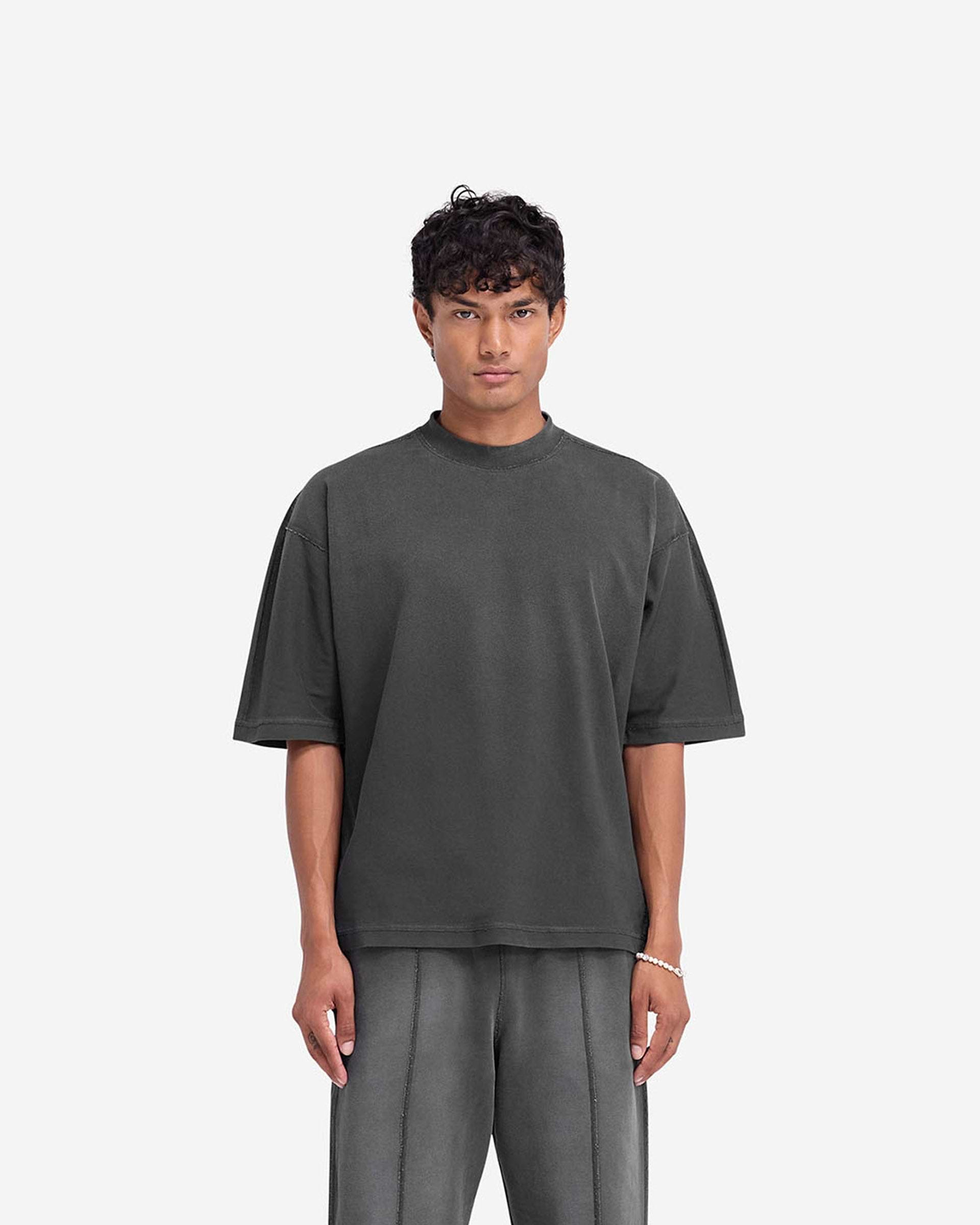 Stepped Hem T-Shirt - Stained Black