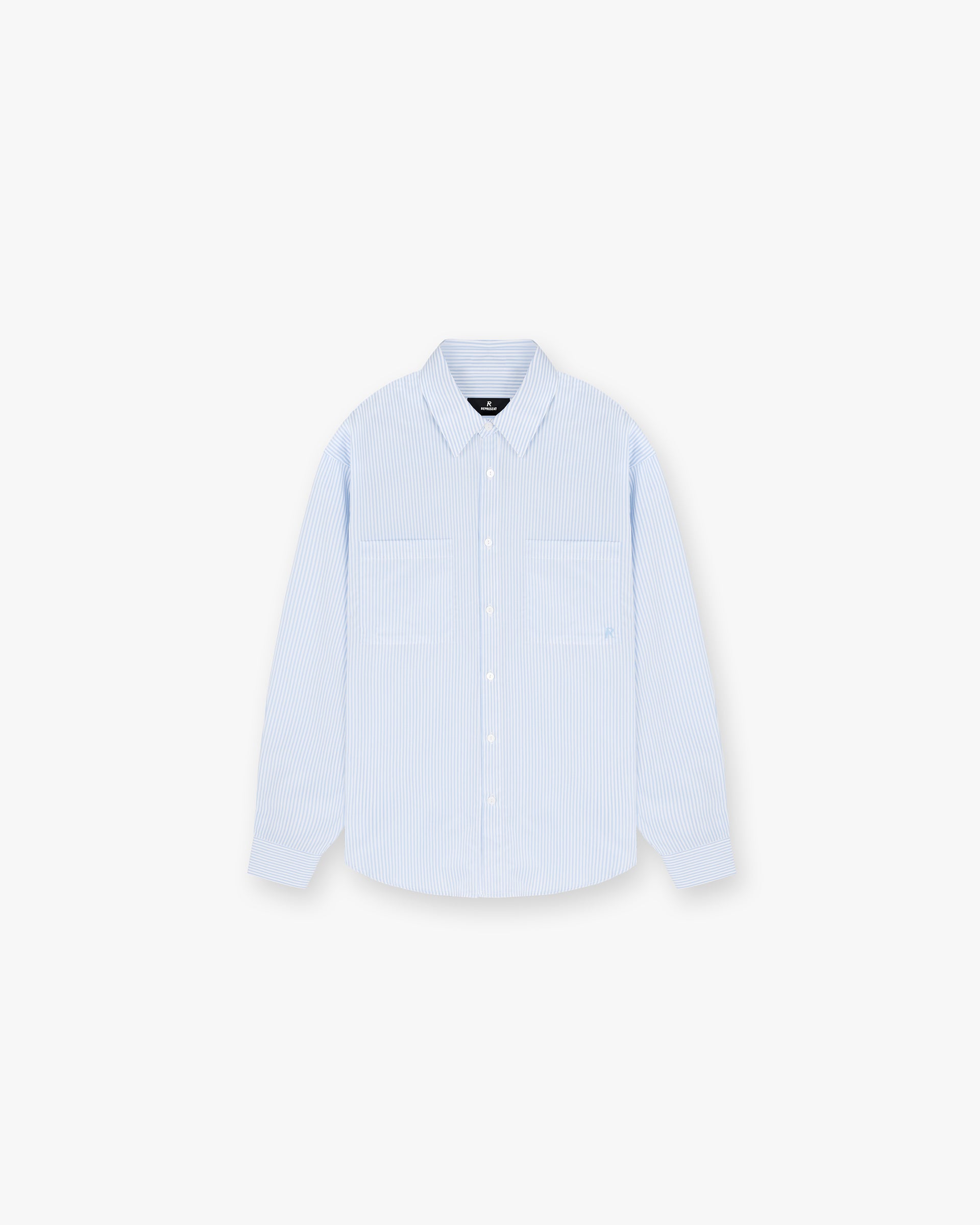 Long Sleeve Pinstripe Shirt - Baby Blue