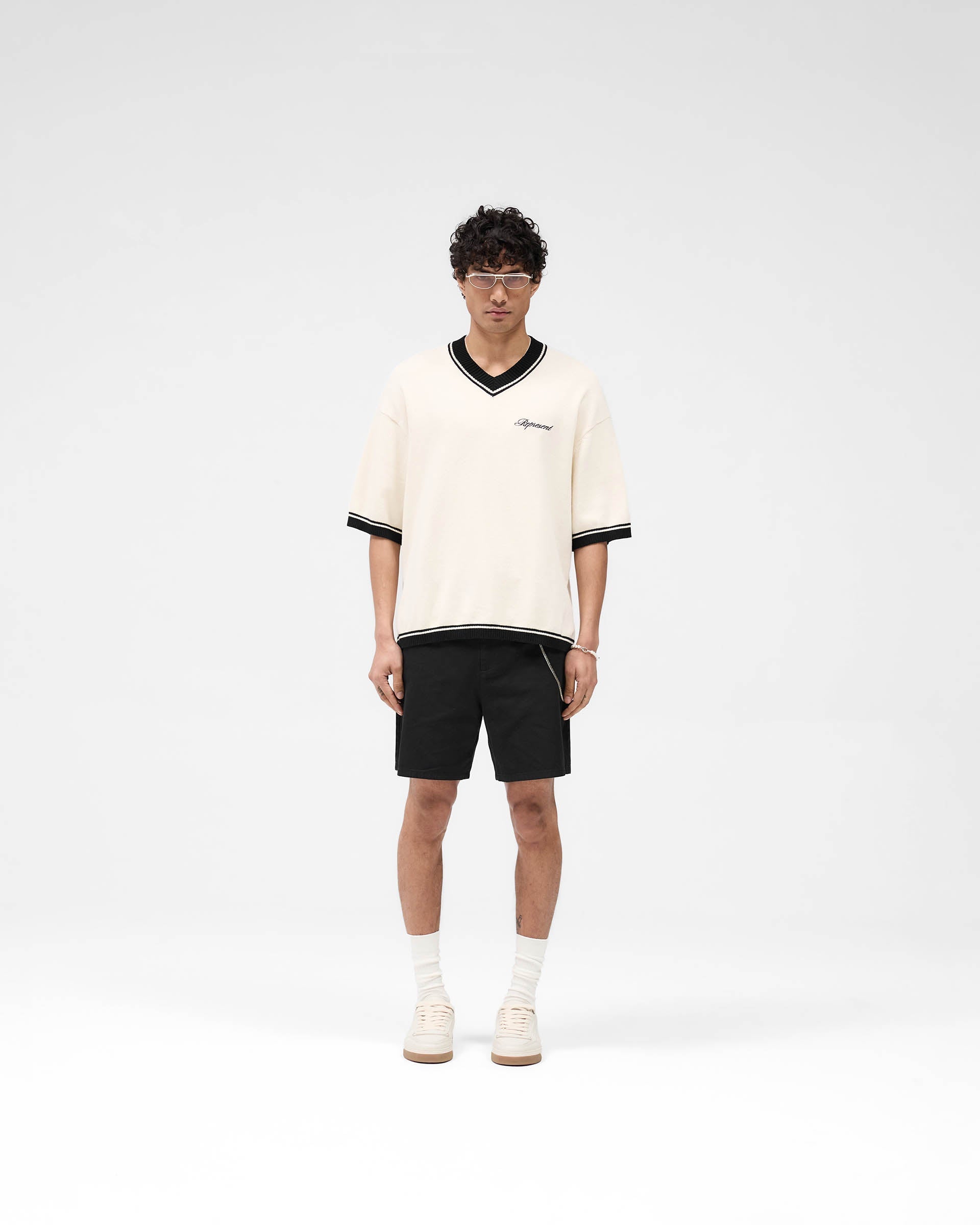Script Embroidered Knit - Off White