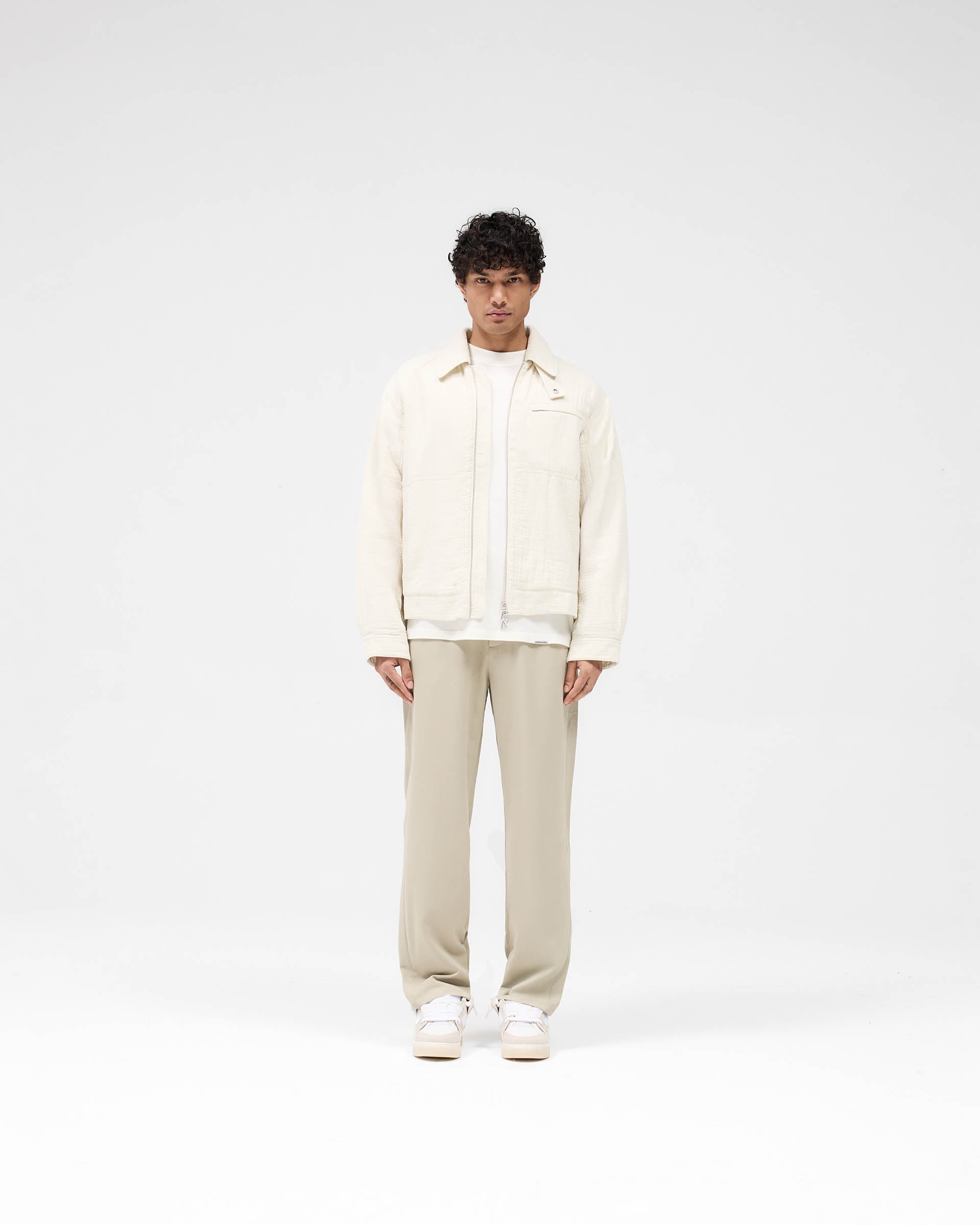 Crinkle Trucker Jacket - Ecru