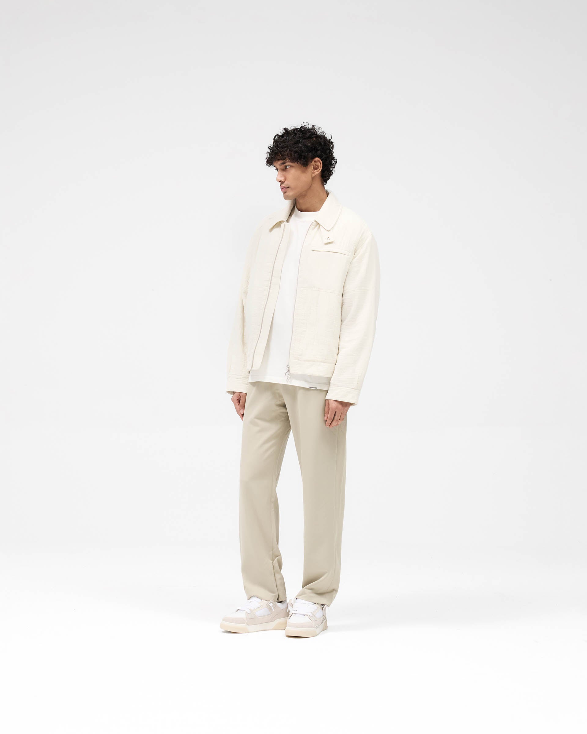Crinkle Trucker Jacket - Ecru