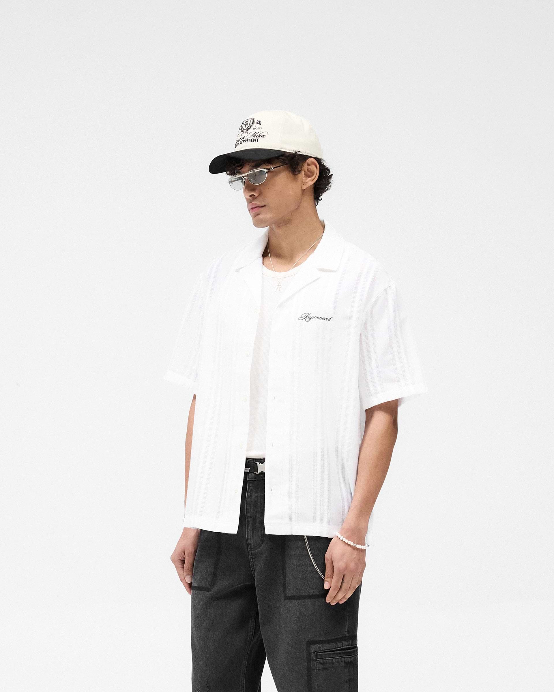 Embroidered Bowling Shirt - Antique White