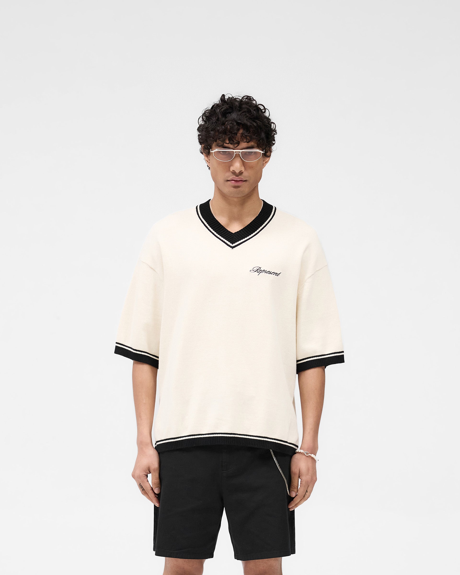 Script Embroidered Knit - Off White
