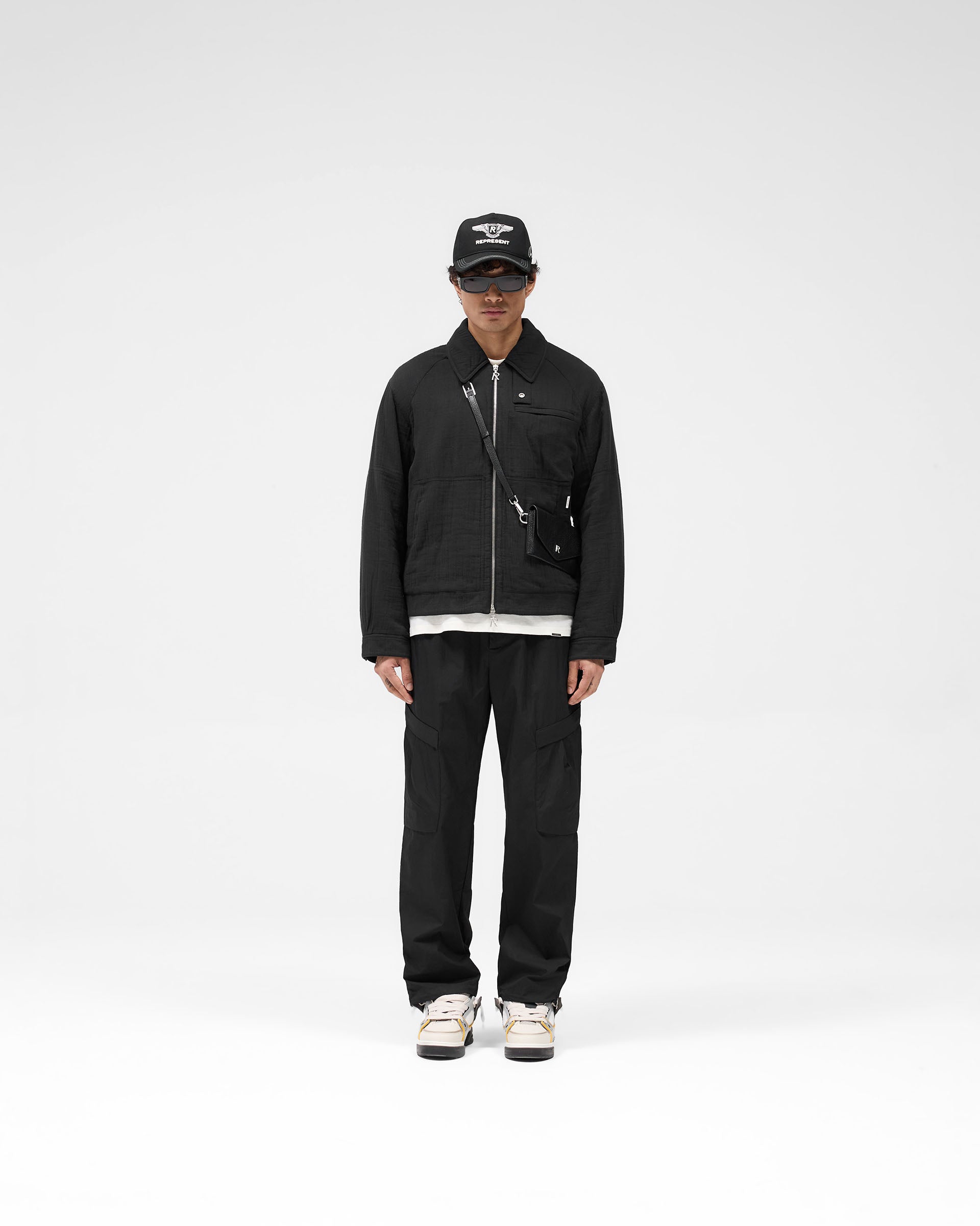 Crinkle Trucker Jacket - Black